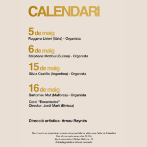 Calendari de la XVII Setmana Int de l'orgue Antoni Martorell